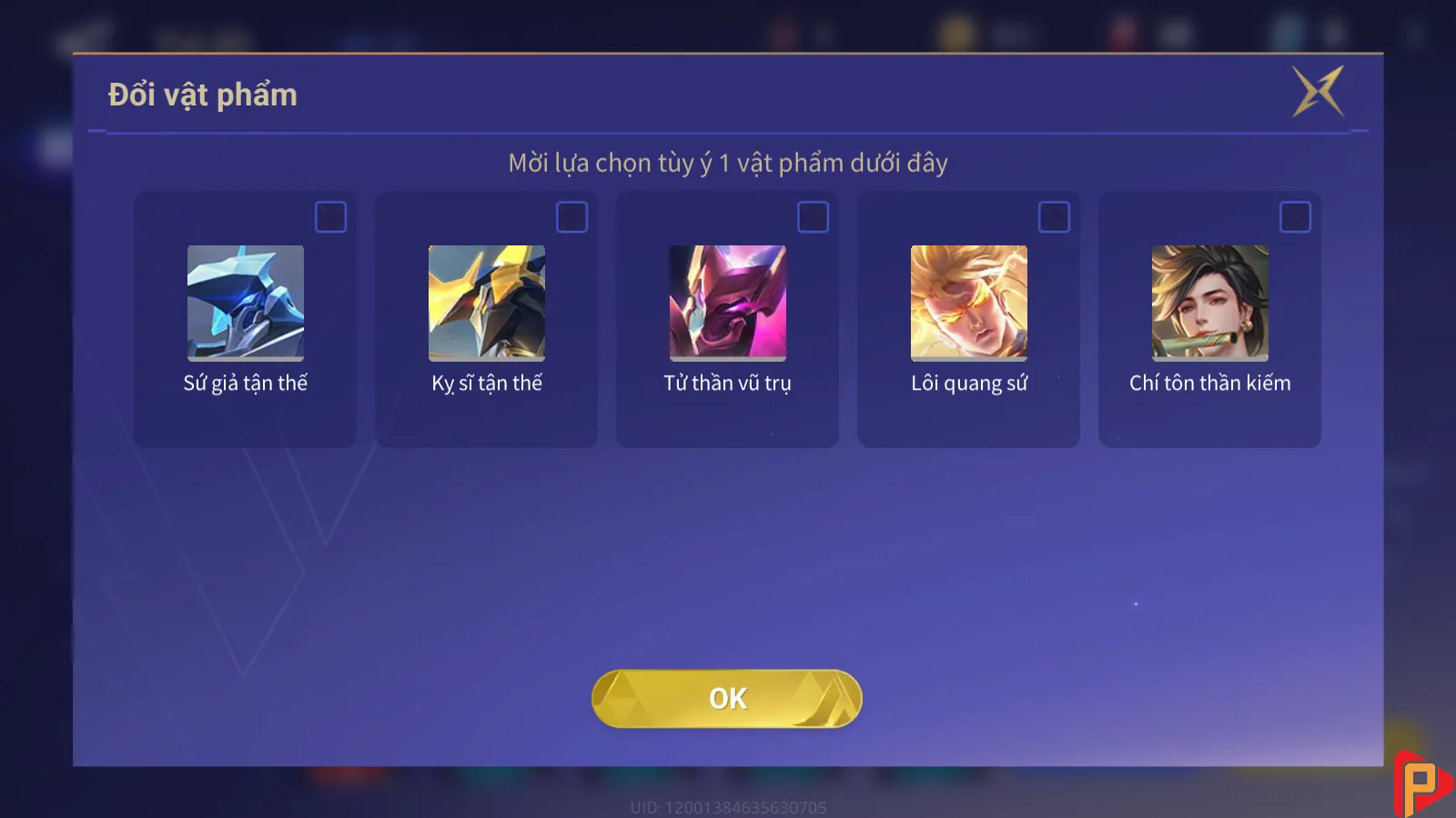 Acc Reg Rương Skin SS Chọn 1